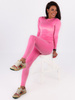 Komplet welurowy dres dopasowana bluzka z długim rękawem i legginsy różowy cukierkowy C105 k01