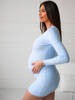 Bawełniana dopasowana ciążowa sukienka z prążka baby blue c174c