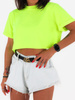 Krótka bawełniana bluzka t-shirt basic oversize neon seledyn c214
