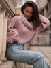 Oversizowy SWETER z golfem brudny róż K278 k01