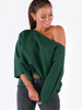 DRESOWA BLUZA OPUSZCZANA NA RAMIĘ OVERSIZE zielona B167 kk01