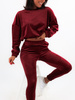 Komplet luźna bluza i spodnie welurowy dres bordowy c353 k01