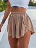 Zwiewne krótkie spodenki luźne szorty asymetryczne beżowe D215