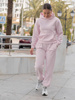Dresowy bawełniany KOMPLET bluza z kapturem kangurka i spodnie baby pink X550