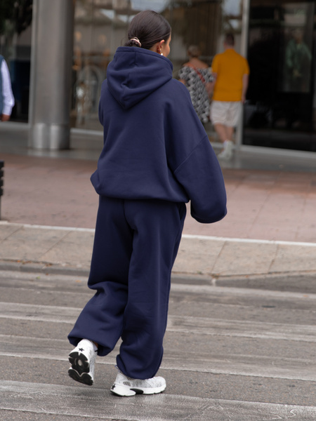 ZESTAW DRESOWY: Bawełniana BLUZA z dresu drapanego z kapturem X478 + Dresowe SPODNIE baggy niski stan X403