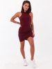 Bawełniana sukienka bokserka kopertowy dół z prążka bordowa b141 kk01