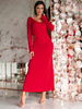Elegancka maxi SUKIENKA z głębokim dekoltem czerwona E260 k01