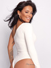 Body z jednym rękawem asymetryczny dekolt ecru d024 k01