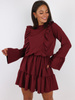 Rozkloszowana sukienka z falbankami bordowa a241 k01