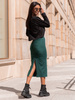 Obcisła midi SPÓDNICA z efektem push up z gładkiej dzianiny zielona X310