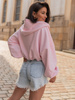 Luźna BLUZA z kapturem zapinana na zamek oversize szeroka z bawełnianej dresówki niedrapanej od wewnątrz baby pink X218 k01