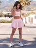 Dresowy bawełniany KOMPLET krótki top na ramkach i krótkie spodenki baby pink X120 k01