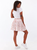 Rozkloszowana zwiewna mini spódnica biała w różowe kwiatki b146 k01