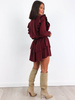 Bawełniana asymetryczna sukienka falbanki bordowa a209 k01