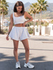 Dresowy bawełniany KOMPLET krótki top na ramkach i krótkie spodenki szary melanż X120 k01