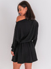 Codzienna SUKIENKA z miękkiego swetra z gumką w pasie dekolt łódka czarna E505 k01