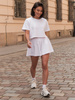 Dresowy bawełniany KOMPLET krótki oversizowy t-shirt i krótkie spodenki biały X133 k01