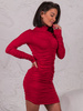 Drapowana SUKIENKA z półgolfem z miękkiej dzianiny czerwona E603 k01
