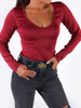 BLUZKA BODY DEKOLT V bordowa B159 kk01