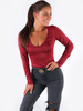 BLUZKA BODY DEKOLT V bordowa B159 kk01