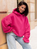 Viralowa Dresowa bawełniana BLUZA z kapturem oversize szeroka różowa E644