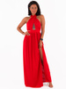 Maxi sukienka z dekoltem typu halter czerwona c306 k01