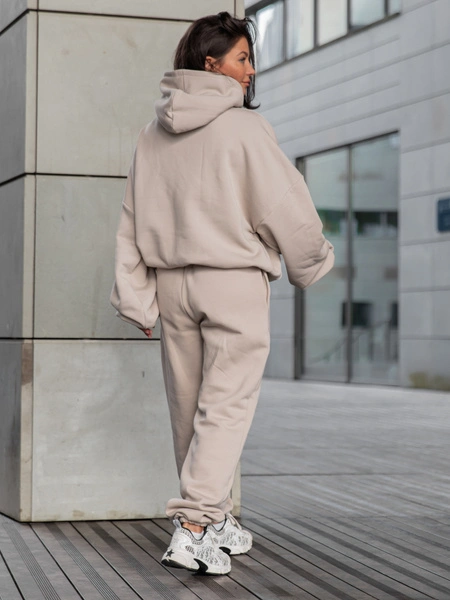 Dresowe bawełniane SPODNIE  ze ściągaczami stone X32