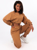 Dresowy komplet krótka oversizowa bluza + spodnie camel C120 k01
