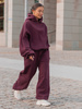 Dresowe bawełniane SPODNIE baggy deep plum / śliwkowe E643