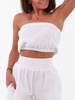Muślinowy krótki top bawełniana bluzka opaska biała b115 k01
