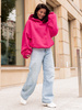 Viralowa Dresowa bawełniana BLUZA z kapturem oversize szeroka różowa E644