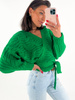 Sweter przekładany kopertowy splot warkocz zielony TH048