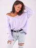 SWETER Z DEKOLTEM V OVERSIZE liliowy B189 k01