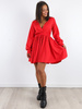 ROZKLOSZOWANA KOPERTOWA SUKIENKA czerwona A240 k01