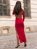 Elegancka maxi SUKIENKA z długim rękawem z odkrytymi plecami czerwona E451 k01