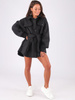WEŁNIANY PŁASZCZ NA GUZIKI OVERSIZE czarny B192 k01
