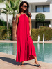 Zwiewna maxi SUKIENKA z odkrytymi plecami z dekoltem halter czerwona X105 k01