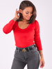 WELUROWA BLUZKA BODY DEKOLT V czerwone B196 k01