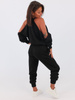 Dres swetrowy komplet bluza odkryte ramiona+spodnie czarny b54 k01