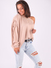Sweter gładki asymetryczny jeden rękaw oversize beżowy b200 kk01