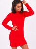 Sweter dopasowana sukienka warkocze oversize czerwony k08