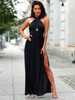 Maxi sukienka z dekoltem typu halter czarna c306 k01