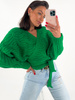 Sweter przekładany kopertowy splot warkocz zielony TH048