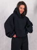 Dresowa bawełniana BLUZA z kapturem oversize szeroka czarna E644