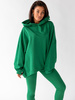 KOMPLET bawełniany oversizowa dłuższa bluza dresowa z kapturem i legginsy z prążka zielony D174 k01