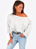 DRESOWA BLUZA OPUSZCZANA NA RAMIĘ OVERSIZE szara B167 kk01