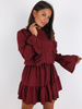 Rozkloszowana sukienka z falbankami bordowa a241 k01