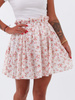 Rozkloszowana zwiewna mini spódnica biała w różowe kwiatki b146 k01