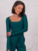 Dopasowana BLUZKA z kwadratowym dekoltem z wiskozy zielona E645 K01