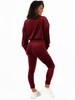 Komplet luźna bluza i spodnie welurowy dres bordowy c353 k01